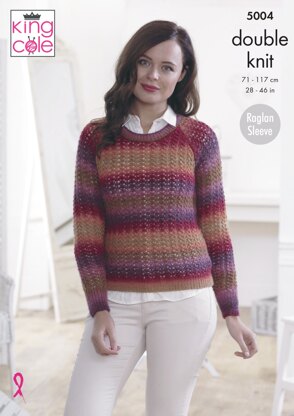 Round & V Neck Sweaters in King Cole Riot DK - 5004 - Downloadable PDF