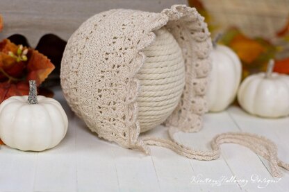 Pumpkin Spice Lace Baby Bonnet