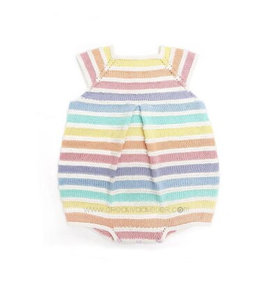 Size 3-6 months - Rainbow Romper PDF Knitting Pattern