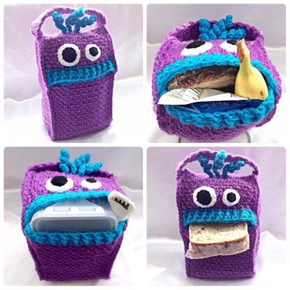 Lunch Monsters Lunch Bag Crochet pattern by Hooked on Patterns Strickanleitungen LoveCrafts