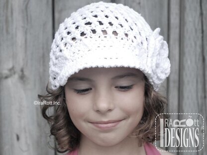 Summer Beanie with Brim & Flower plus Brimless Option - Crochet PDF Pattern