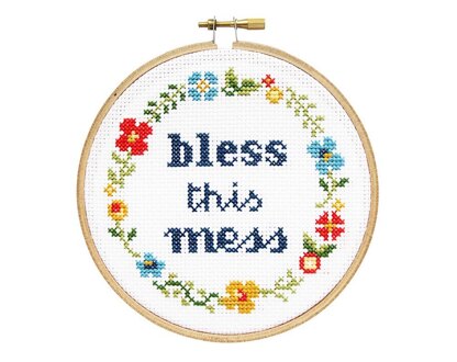 The Stranded Stitch Bless This Mess Cross Stitch Kit - 5 inches