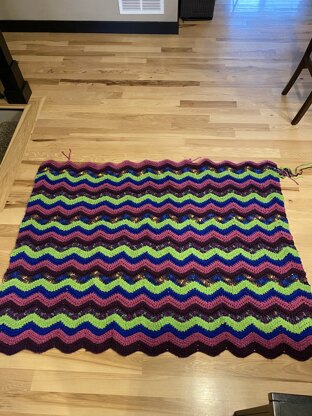 Chevron Stripes Crochet Baby Blanket in Caron One Pound - Downloadable PDF