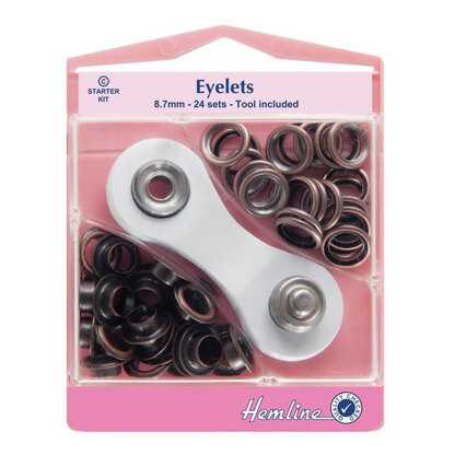 Hemline Eyelets Starter Kit - 8.7mm x 24 sets - Bronze