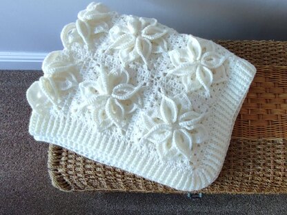 White Poinsettia Baby Afghan