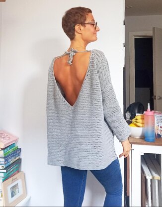 Backless crochet sweater