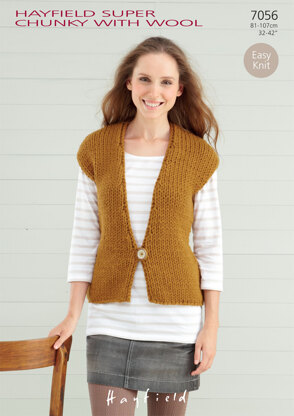 Women's Waistcoat in Hayfield Super Chunky with Wool - 7056 - Downloadable PDF