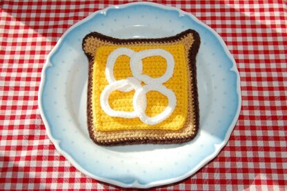 Crochet Pattern for Cheese and Onion on Toast - Crocheted Toy Food