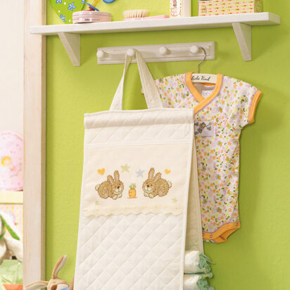 Made with Love - Cute Bunny Hanging Nappy Stacker in Anchor - Downloadable PDF
