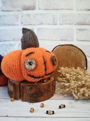 Pumpkin Hat Knitting Pattern 7.87" Tall for Halloween Gift