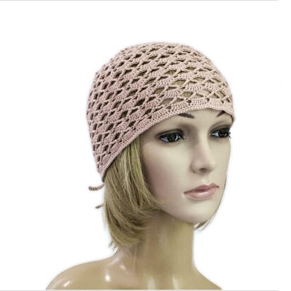 Lacy hat with adjustable strap