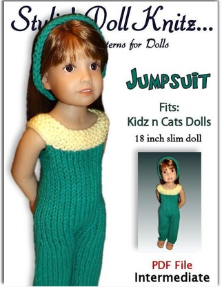 Pant Jumpsuit Knitting Pattern fits Kidz n Cats Dolls.  