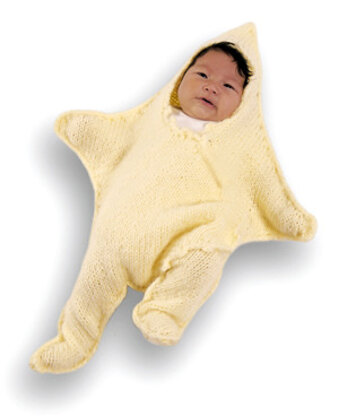 Knitted Dancing Star Baby Bunting in Lion Brand Jiffy - 638AD