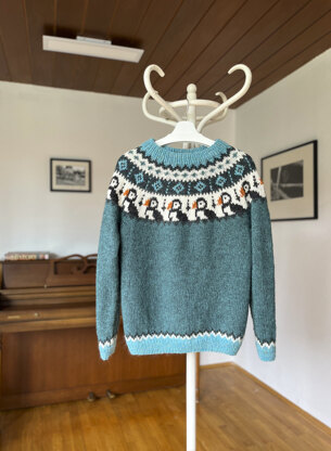Turquoise Puffin sweater