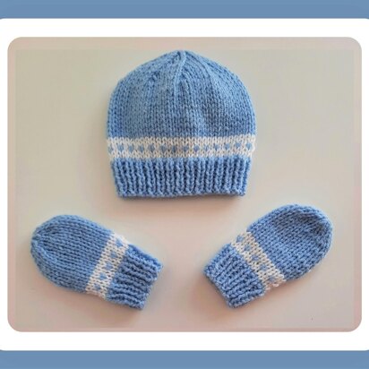 Sweet Heart Baby Hat and Mittens