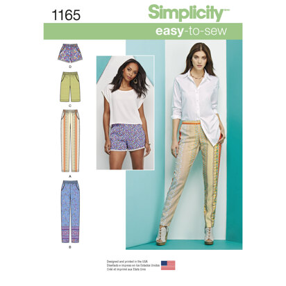 Simplicity Women's Pull-on Trousers, Long or Short Shorts 1165 - Sewing Pattern