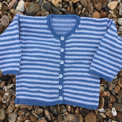 Breton-style Striped Baby Cardigan in double knitting yarn