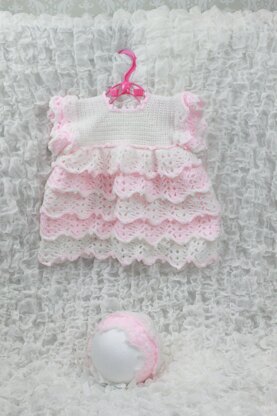 Crochet Pattern baby dress & hat UK & USA Terms #100