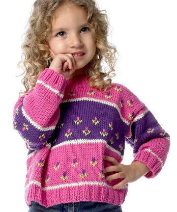 Fleur Jumper Pdf Knitting Pattern 1-7 years Sweater