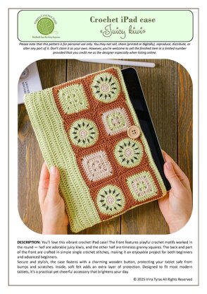 Crochet laptop / iPad / Kindle case "Juicy kiwi"