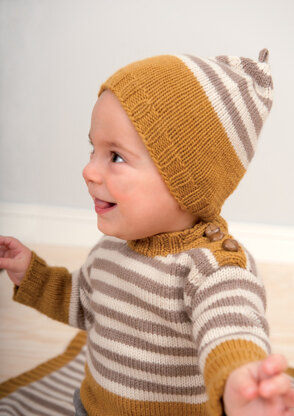 Striped Sweater, Hat and Blanket in Rico Essentials Cashlana DK - 331 - Leaflet
