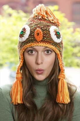 It's a Hoot Knit Owl Hat in Red Heart With Love Multis - LW3155