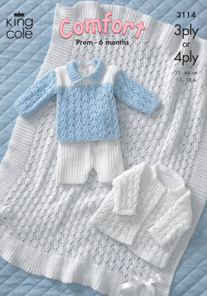 Jacket, Shawl, Sweater and Shorts in King Cole Comfort 3 Ply / 4 Ply - 3114