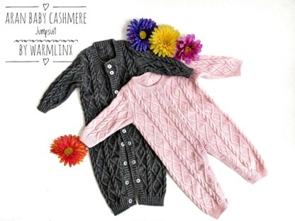 Aran Baby Cashmere Jumpsuit Knitting Pattern