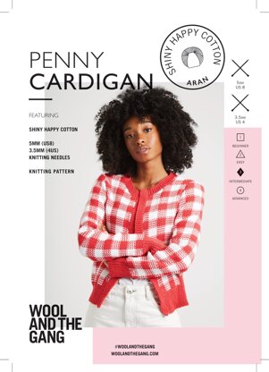 Penny Cardigan in Wool and the Gang Shiny Happy Cotton - Downloadable PDF