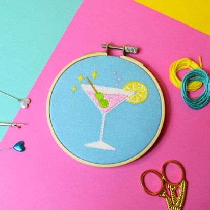 The Make Arcade Crafty Cocktail Embroidery Kit - 4 Inch