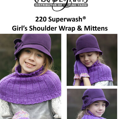Girls Shoulder Wrap & Mittens in Cascade 220 Superwash - W278 - Free PDF