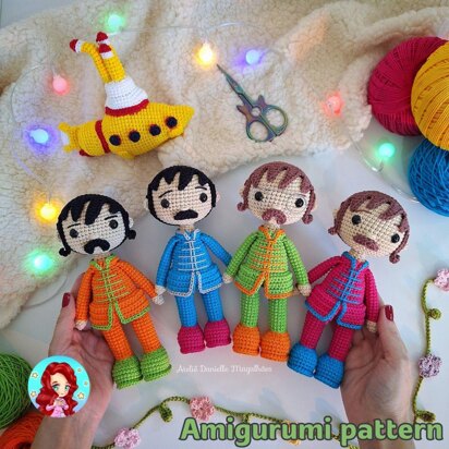 The Beatles and the yellow submarine amigurumi pattern