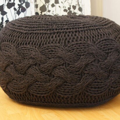 Pouffe / Footstool / Ottoman Super Chunky Cable Knit 25" diameter x 16.5" high