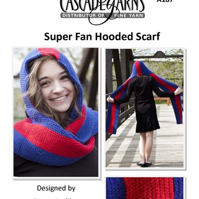 Super Fan Hooded Scarf in Cascade Yarns - A187 - Downloadable PDF
