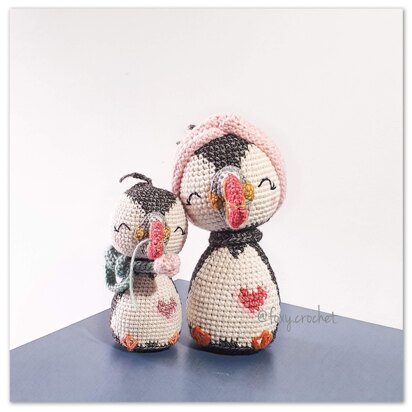 Carly and Paul the mummy and baby puffin crochet pattern