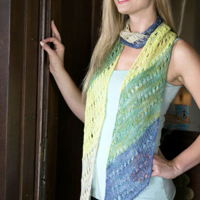 Striped Diagonal Scarf in Plymouth Yarn Nettle Grove - F702 - Downloadable PDF