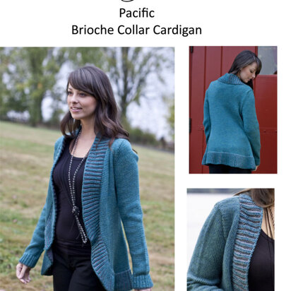 Brioche Collar Cardigan Cascade Pacific - W418