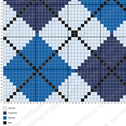 Argyle Blue Blanket C2C CROCHET PATTERN Classic 1950s Design Afghan Square Throw