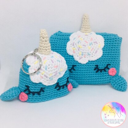 Kawaii Narwhal Purse and Keyring set