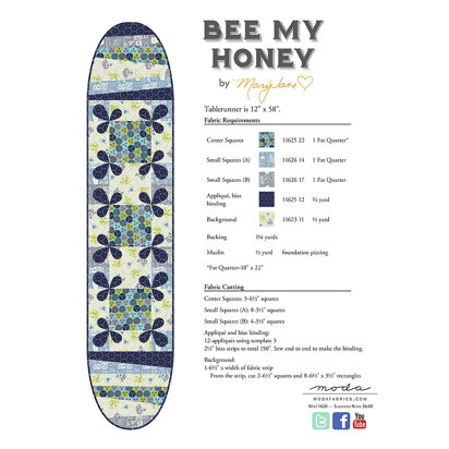 Moda Fabrics Bee My Honey Table Runner - Downloadable PDF