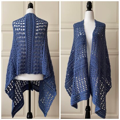 Easy Crochet Wrap Shawl Pattern: Blue-Easy Wrap Shawl