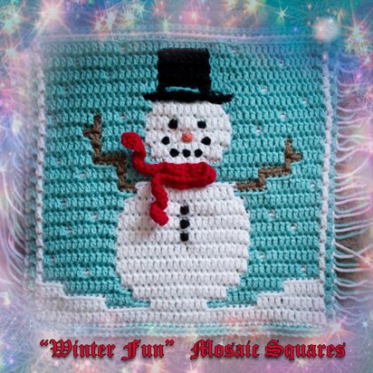 Winter Fun Mosaic Square - Silly Snowman