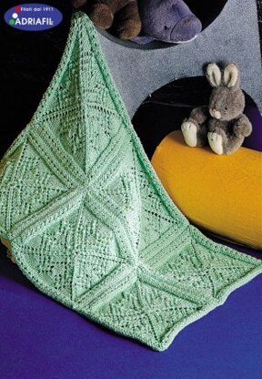 Blanket with Squares and Green Pattern in Adriafil New Zealand - Downloadable PDF