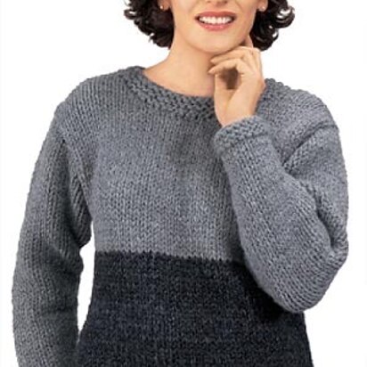 Knitted Two-Tone Tunic in Lion Brand Wool-Ease Thick & Quick - 1100
