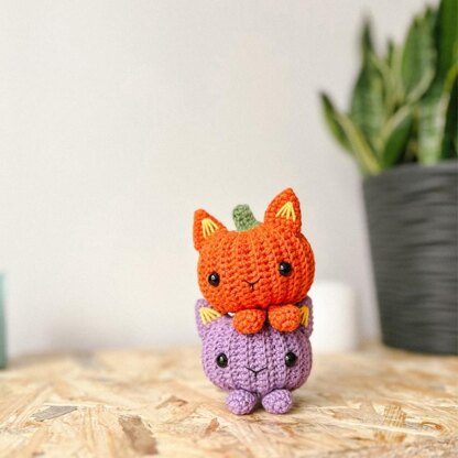 Pumpkin cat crochet pattern, PDF, amigurumi halloween pattern