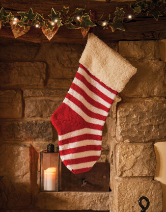 Striped Christmas Stocking in Sirdar Country Classic DK - 10653 - Downloadable PDF