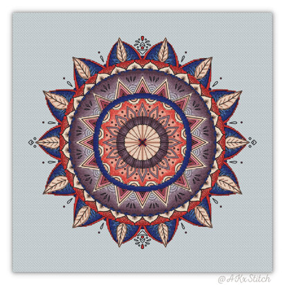 Mandala "Retro Red" Cross Stitch PDF Pattern