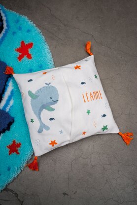 Vervaco Whales Fun Embroidery Pajama Bag Kit - 30 x 30 cm