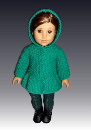 Hooded Jacket for 18" dolls including American Girl Doll (knit)