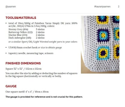 Taurari crochet granny square blanket by Yaarnen